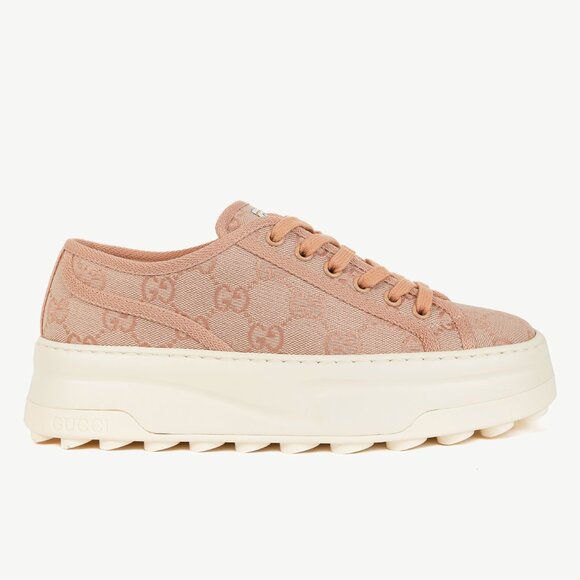 Gucci Pink New Canvas GG Monogram Platform Sneakers - Picture 1 of 11